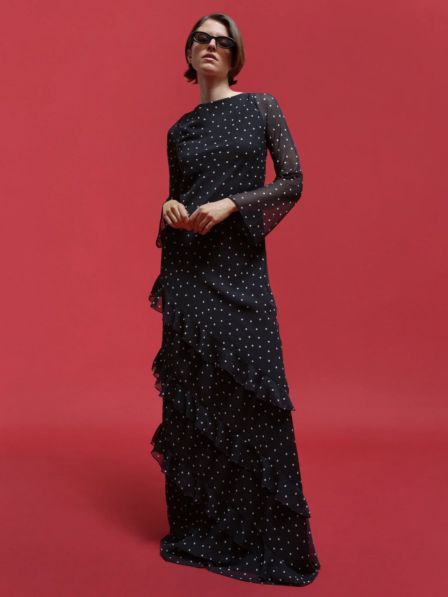OMNES Bridie Dress in Black Polka Dot