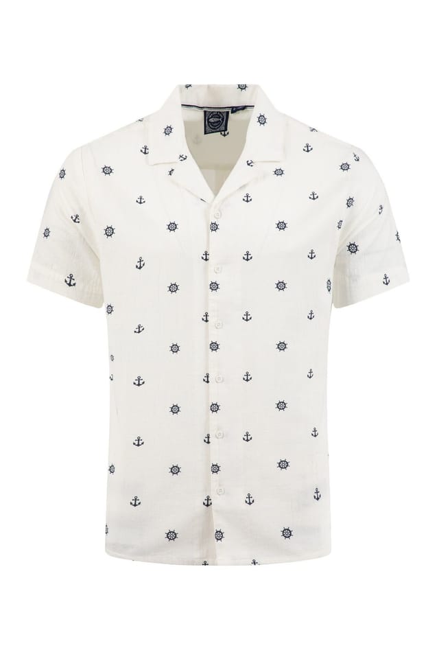 Weird Fish Weird Fish Men's Hugh Printed Shirt in Off-White - 2