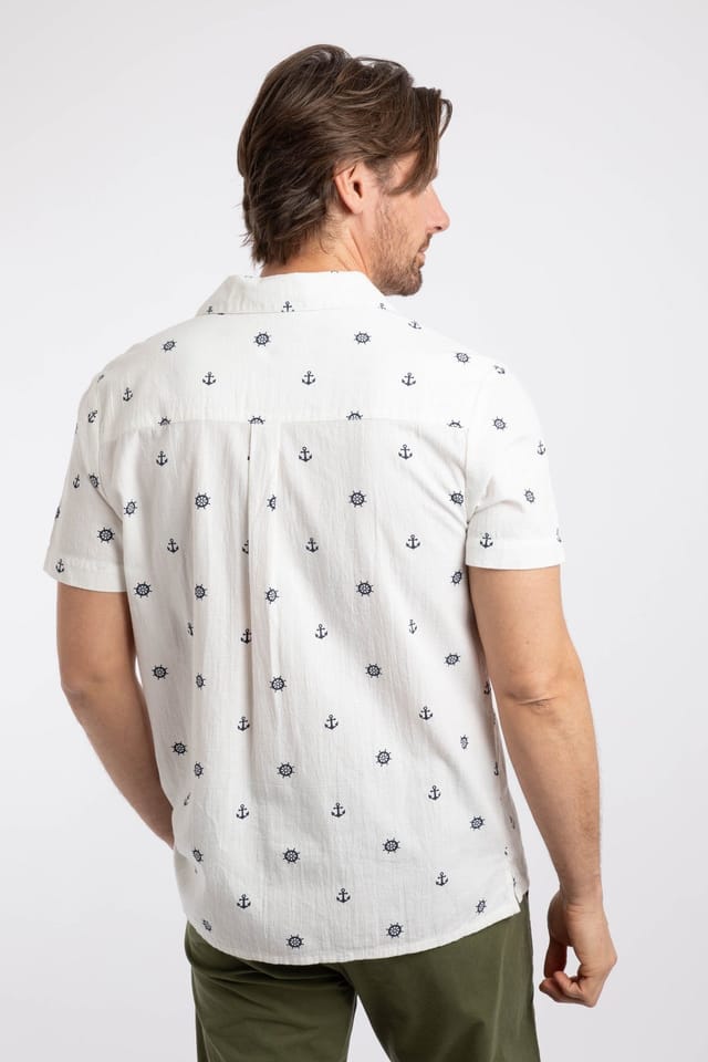 Weird Fish Weird Fish Men's Hugh Printed Shirt in Off-White - 3