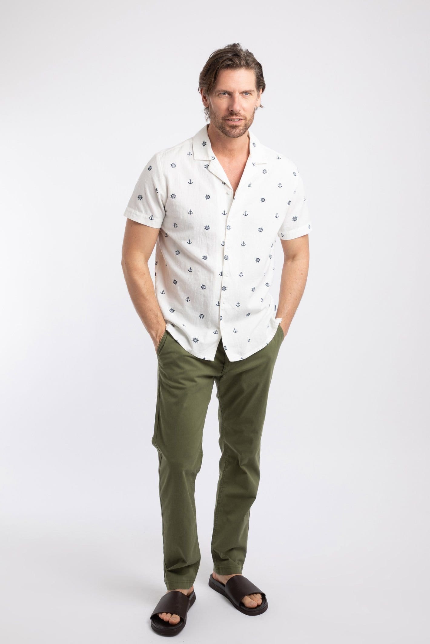 Weird Fish Weird Fish Men's Hugh Printed Shirt in Off-White - 4