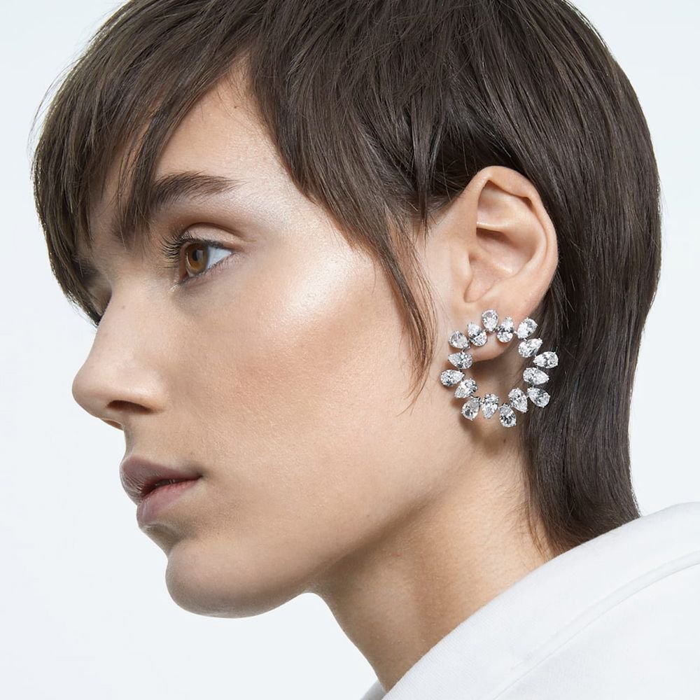 Swarovski Swarovski Women's Millenia Crystal Halo Stud Earrings 5601509 in Silver - 4