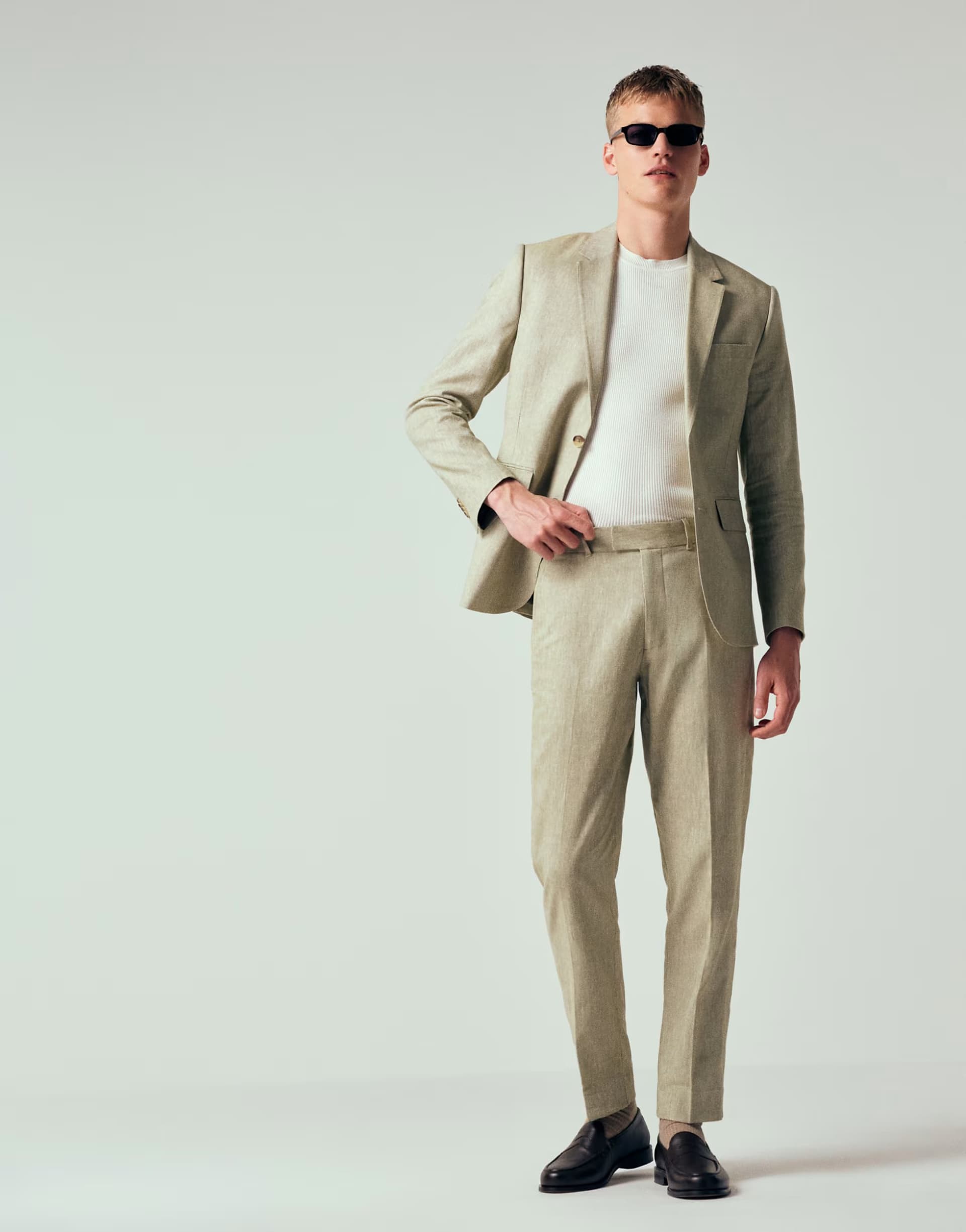 ASOS Abercrombie & Fitch linen blend collins slim suit trousers co-ord in green