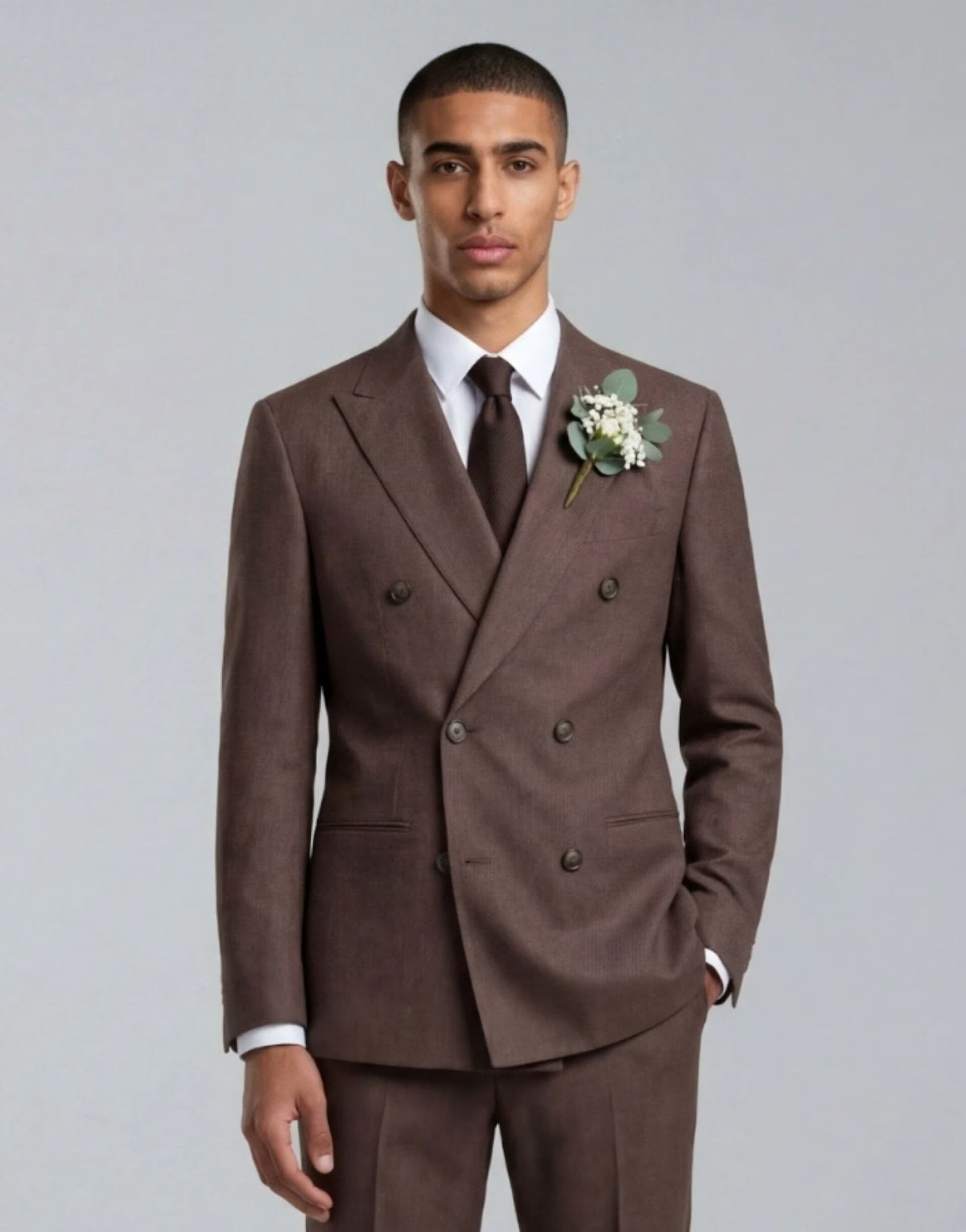 ASOS Harry Brown Giacomo slim fit double breasted suit jacket in brown