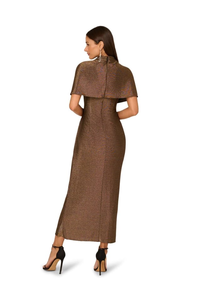 Adrianna by Adrianna Papell Adrianna by Adrianna Papell Women's Metallic Knit Long Dress in Metallic Gold - 3