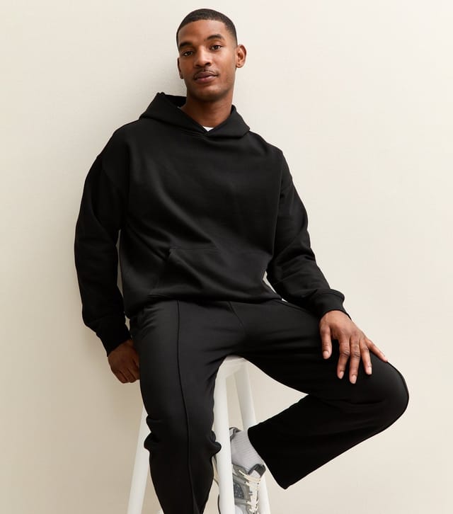 New Look Men's Black Regular Pintuck Jersey Straight Leg Joggers New Look - 2