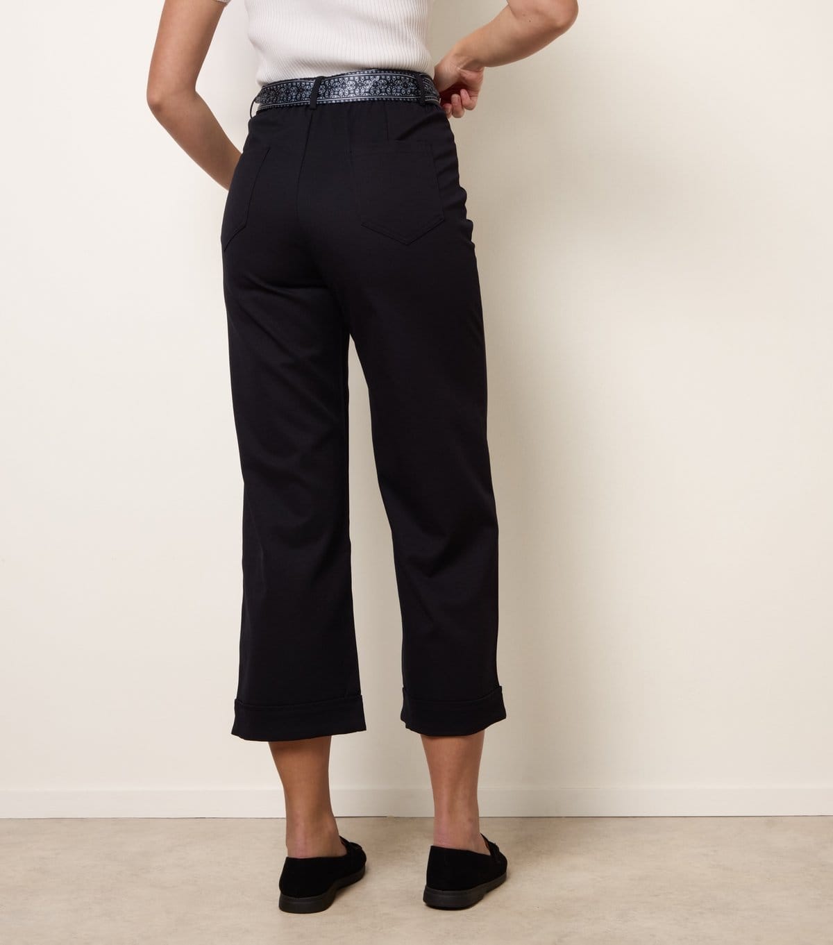 Blue Vanilla Women's Navy Cropped Scarf Belt Trousers Blue Vanilla New Look - 4