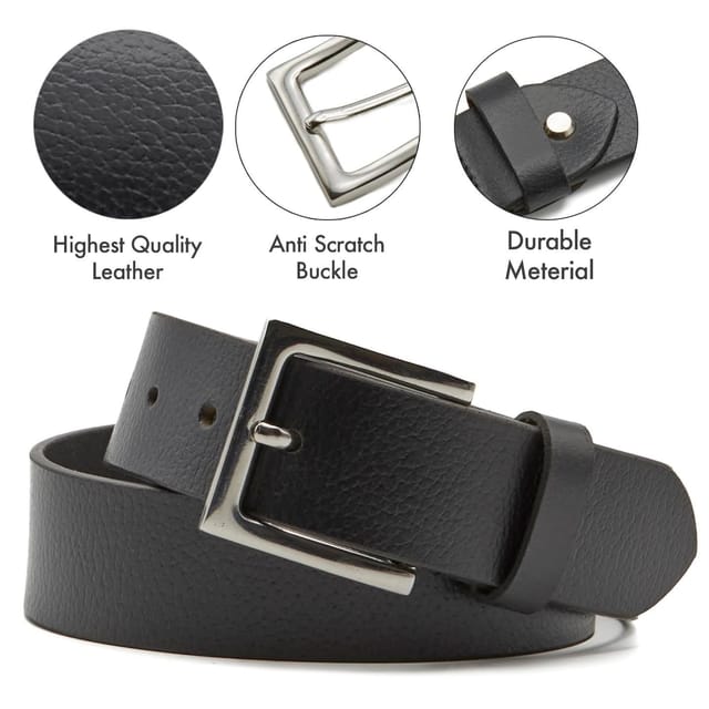 Woodland Leathers Woodland Leathers Men's Leather Belts, Premium Genuine Leather belt 1.5" Width in Black - 3