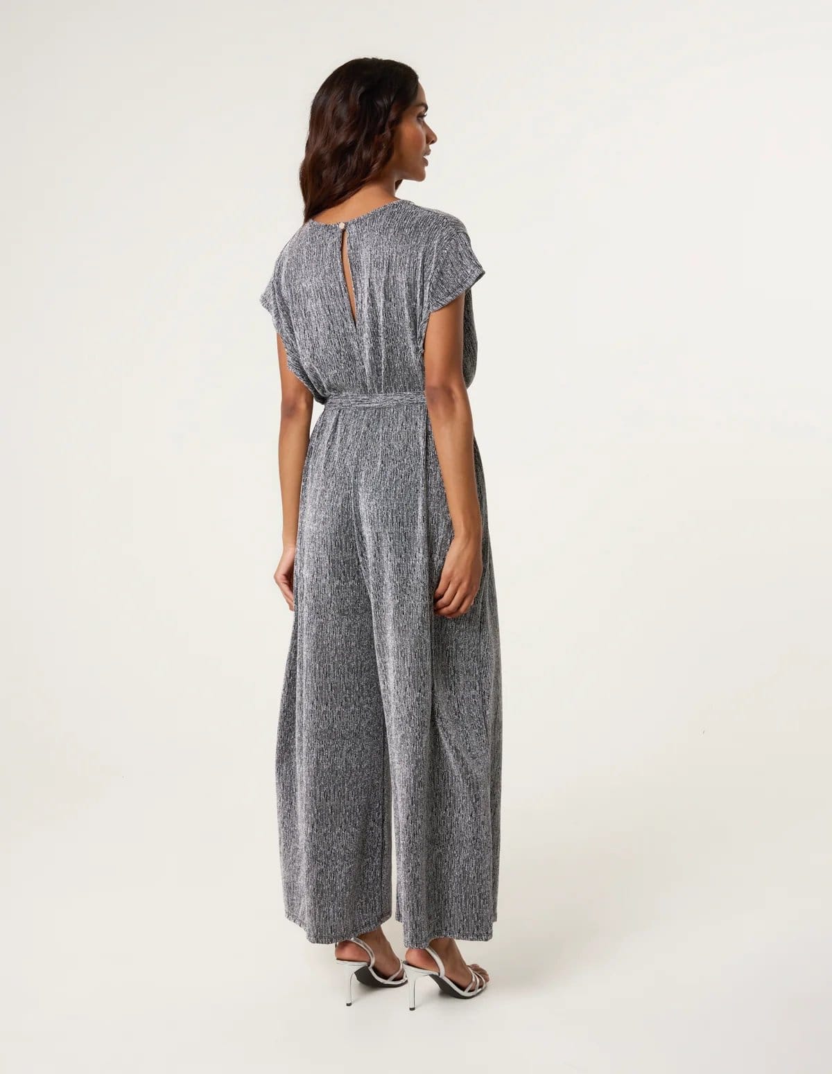 Blue Vanilla Metallic V Neck Jumpsuit - 4