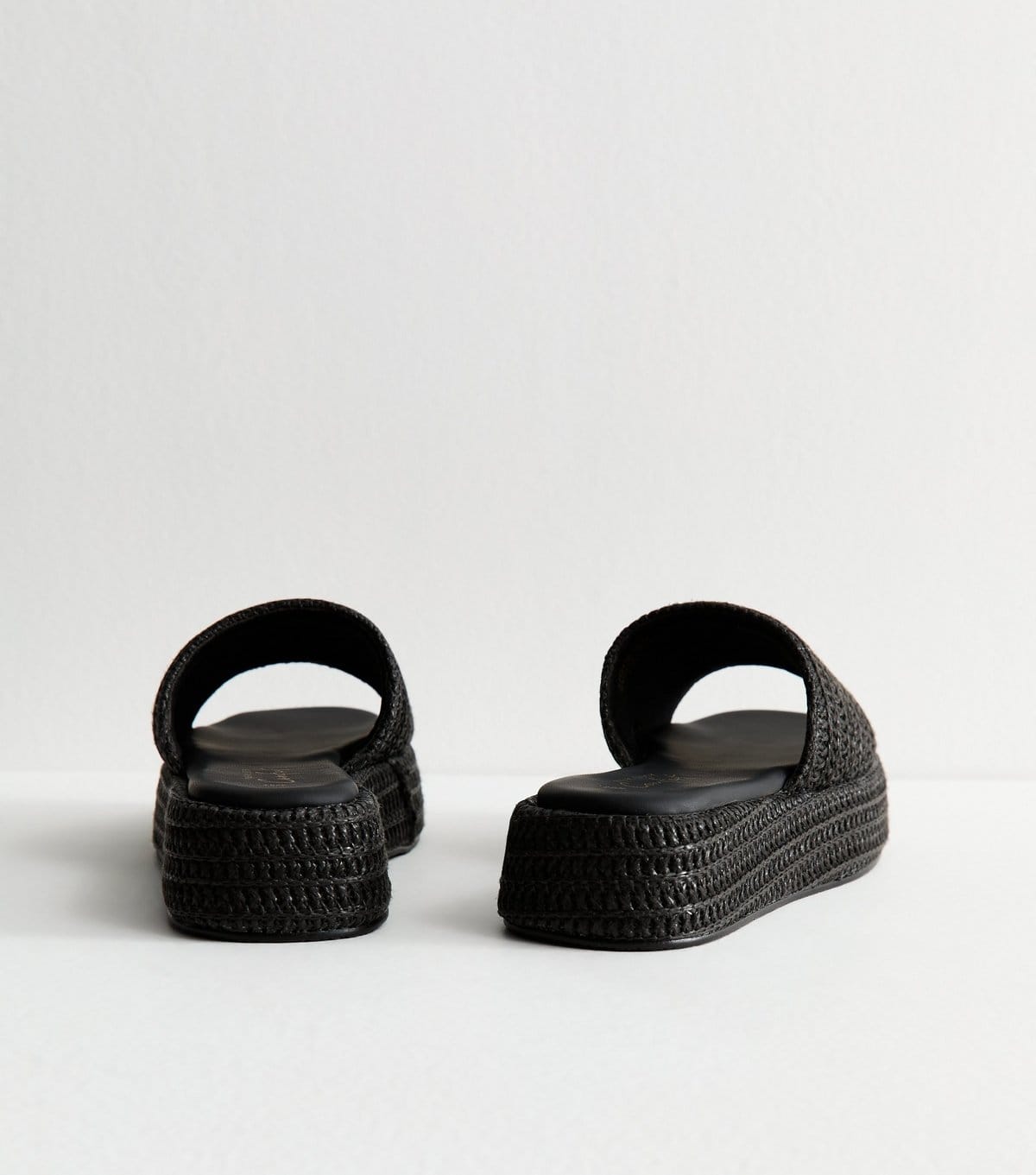 New Look Women's Black Raffia And Faux Leather Platform Mules Vegan New Look - 4