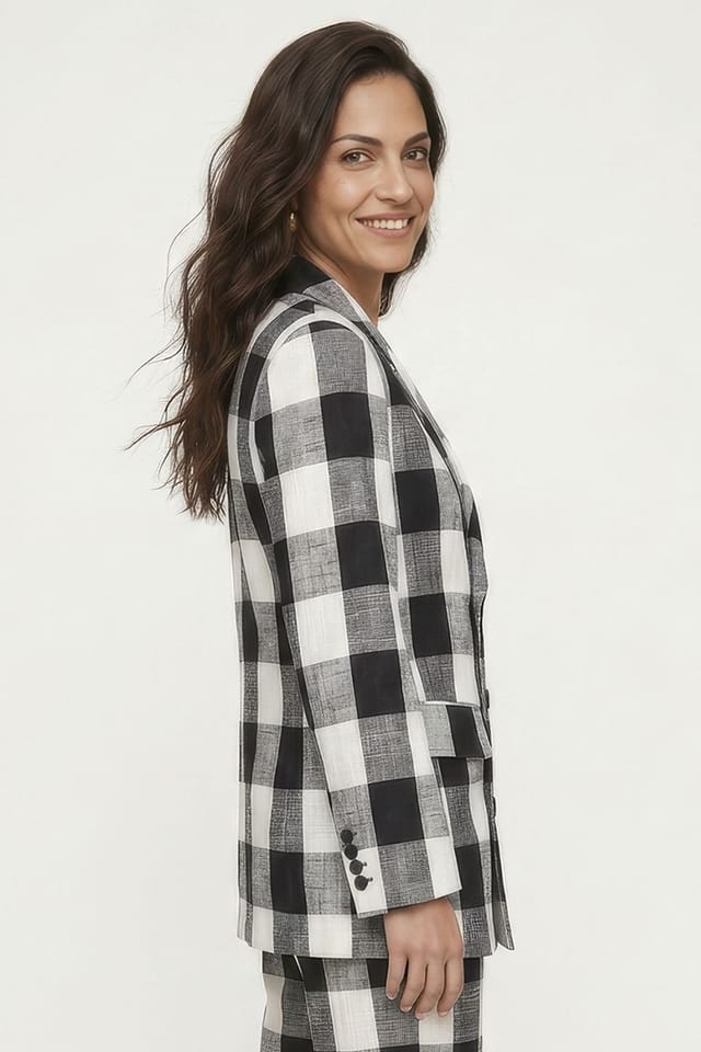 Lily and Lionel Lily and Lionel Women's Zena Double Breasted Check Jacket in Black - 3