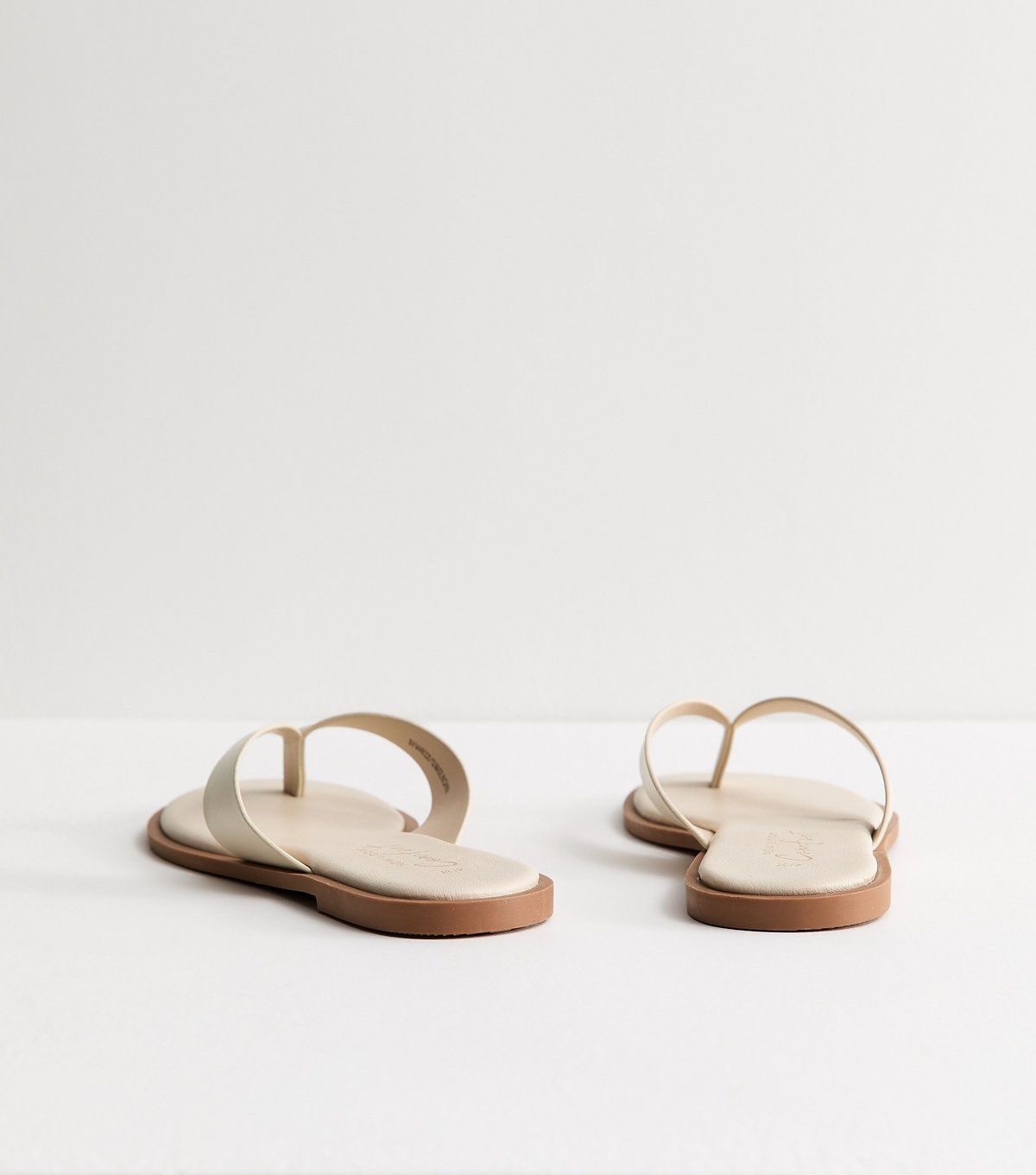 New Look Women's Off White Faux Leather Toe Post Sandals Vegan New Look - 4