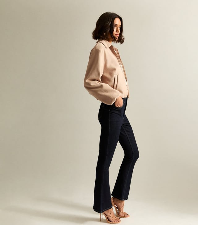 New Look Women's Stone Faux Suede Bubble Hem Bomber Jacket New Look - 3