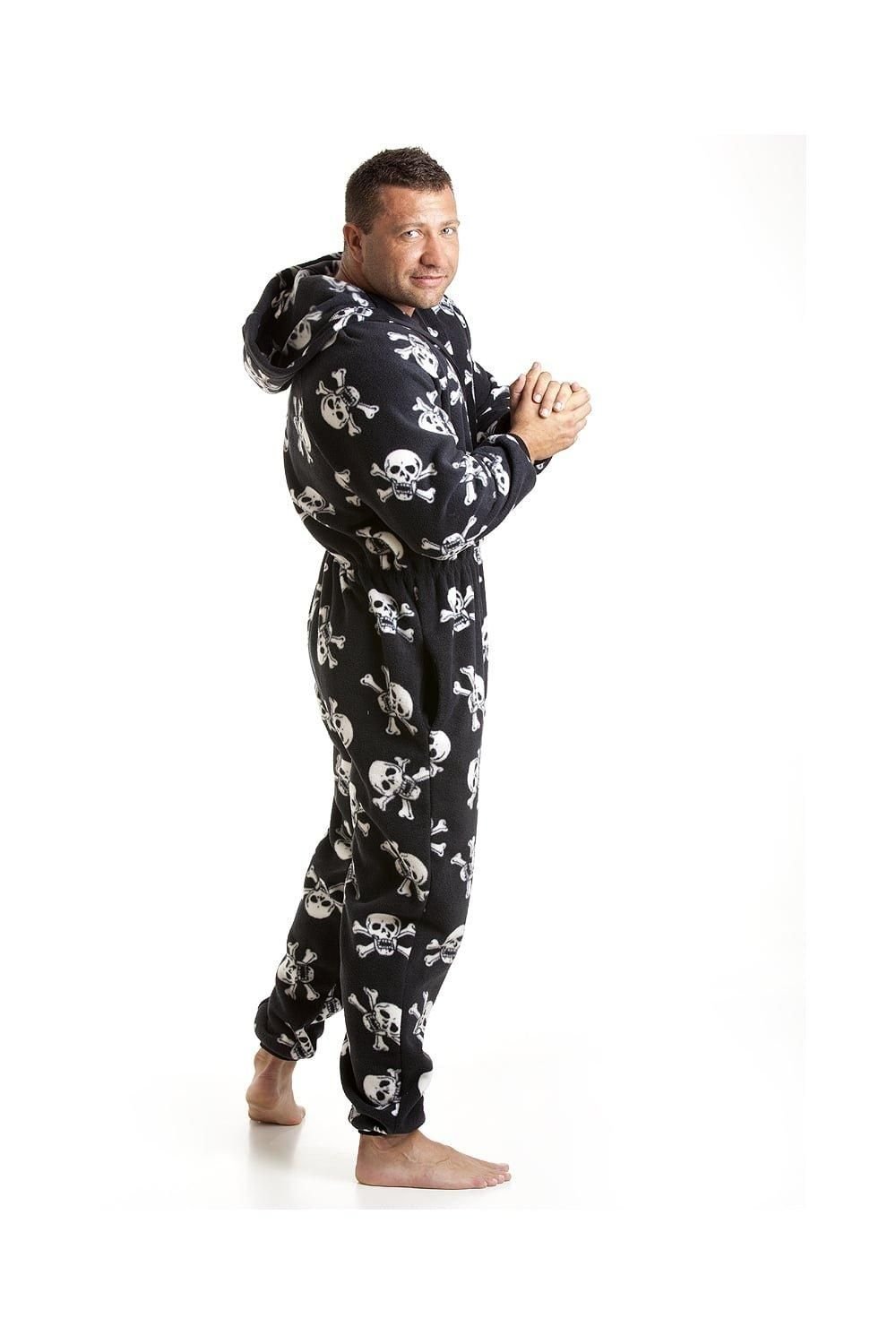 Camille Camille Men's Luxury All In One Skull Print Hooded Onesie in White - 3