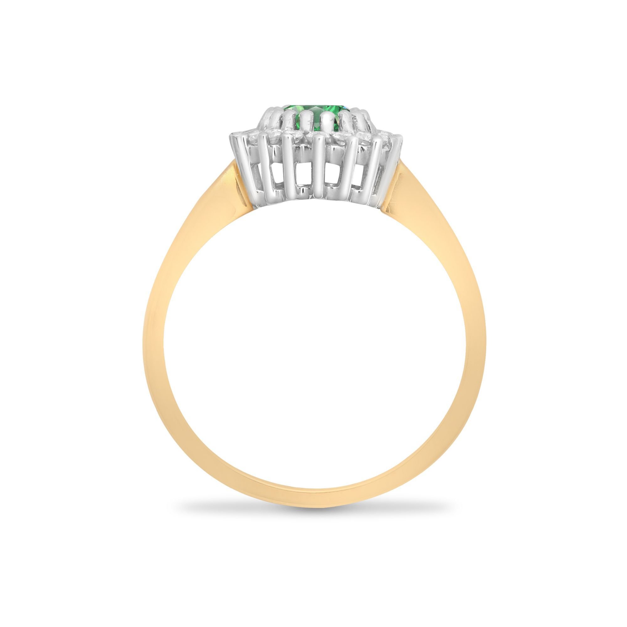 Jewelco London Jewelco London Women's 9ct Gold Diamond Green Emerald Classic Royal Cluster Ring 11mm - 2