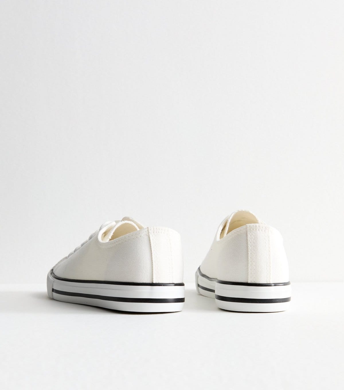 New Look Women's White Canvas Lace Up Trainers Vegan New Look - 4