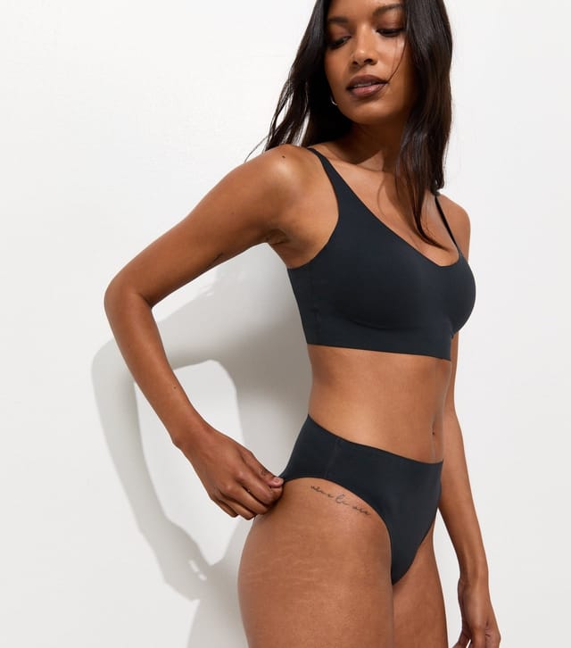 New Look Women's Black Bonded High Waist Brazilian Briefs New Look - 3