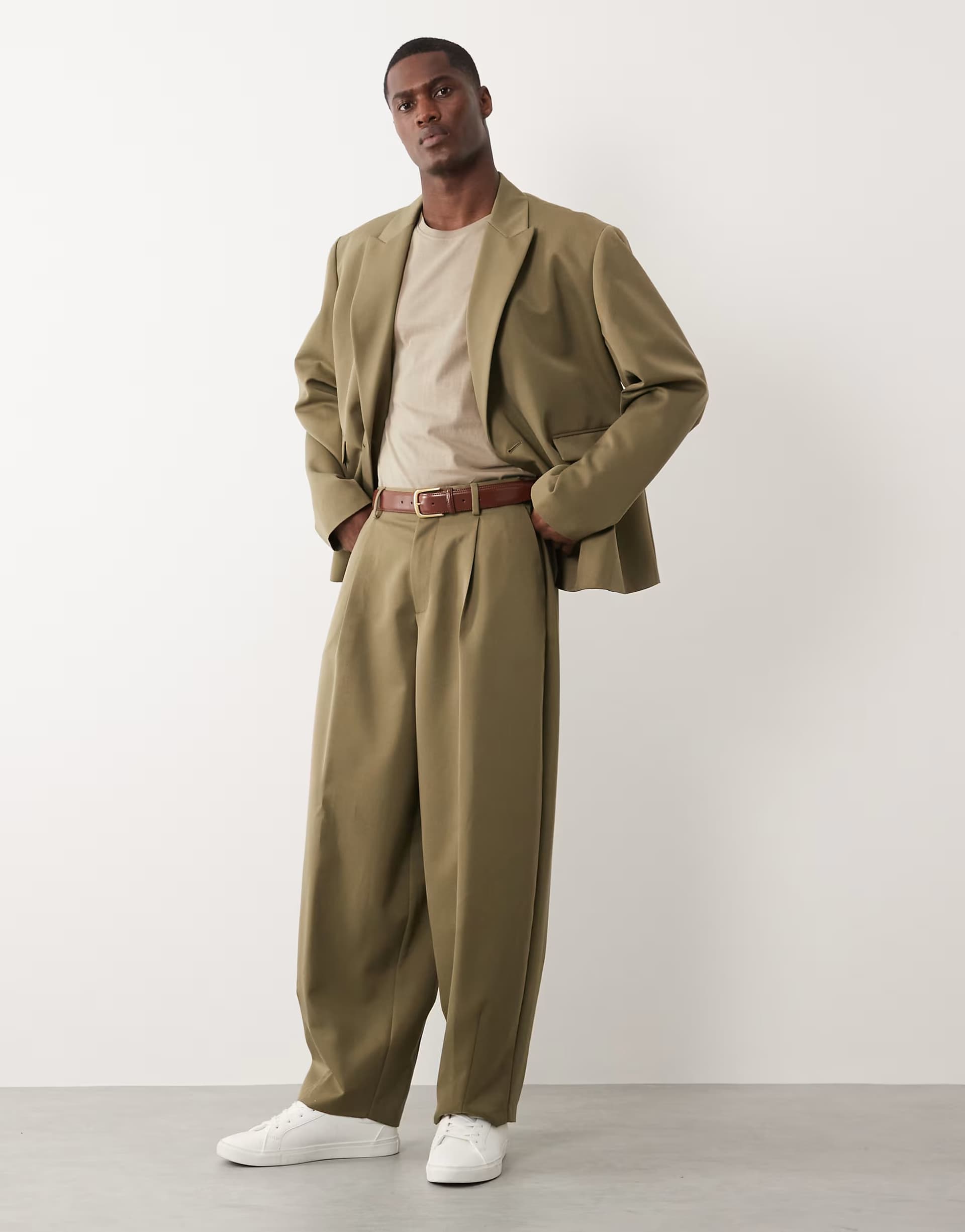 ASOS ASOS DESIGN barrel suit trousers in dusty green