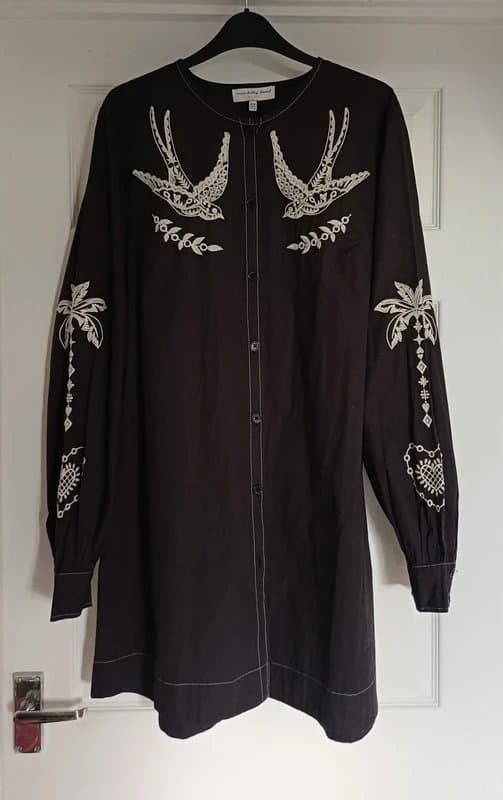Never Fully Dressed Never Fully Dressed Black Embroidered Mini Dress - size 14