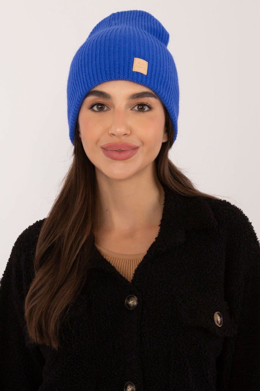 Love Lace Love Lace Blue Soft Acrylic Beanie Hat with Patch