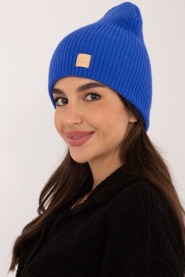 Love Lace Love Lace Women's Soft Acrylic Classic Beanie Hat with Discreet Front Patch Monochrome in Blue - 2