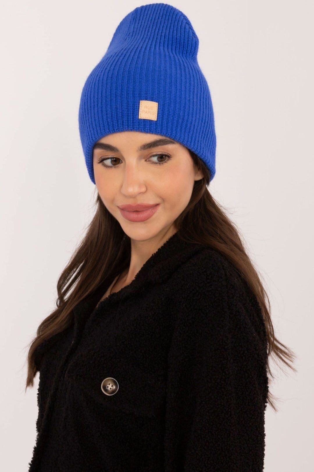 Love Lace Love Lace Women's Soft Acrylic Classic Beanie Hat with Discreet Front Patch Monochrome in Blue - 4