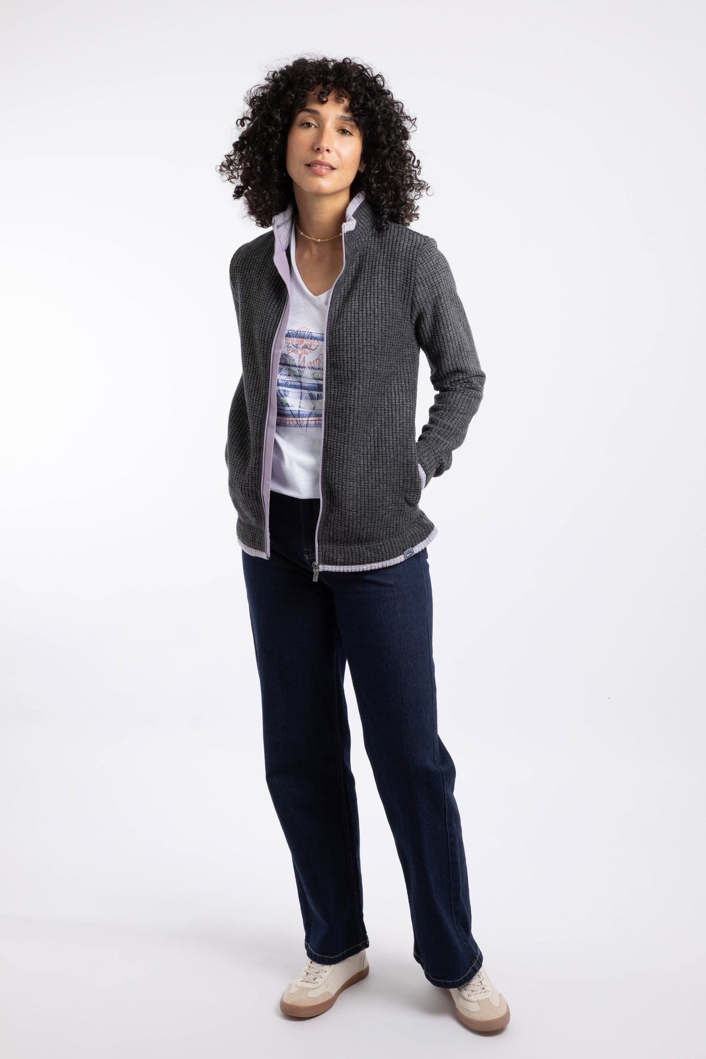 Weird Fish Weird Fish Women's Ariana Full Zip Grid Fleece in Jet Black - 4