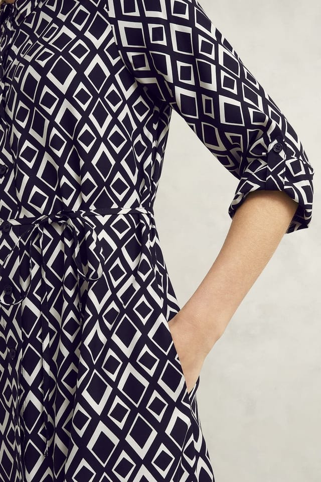 Hobbs London Hobbs London Women's Cali 3/4 Sleeve Shirt Midi Dress in Dark Navy - 3