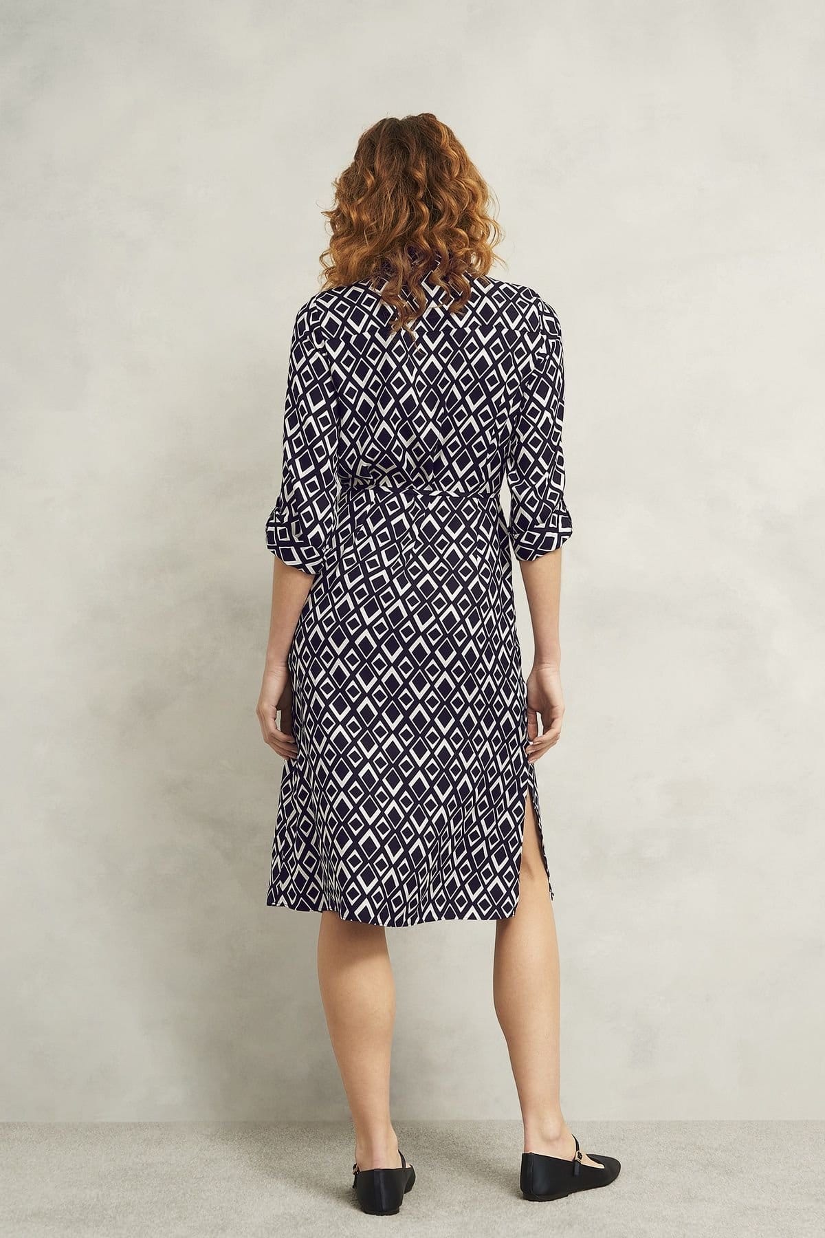 Hobbs London Hobbs London Women's Cali 3/4 Sleeve Shirt Midi Dress in Dark Navy - 4