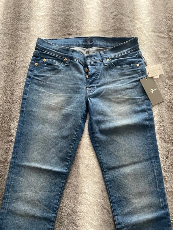7 For All Mankind Blue Washed Skinny Jeans