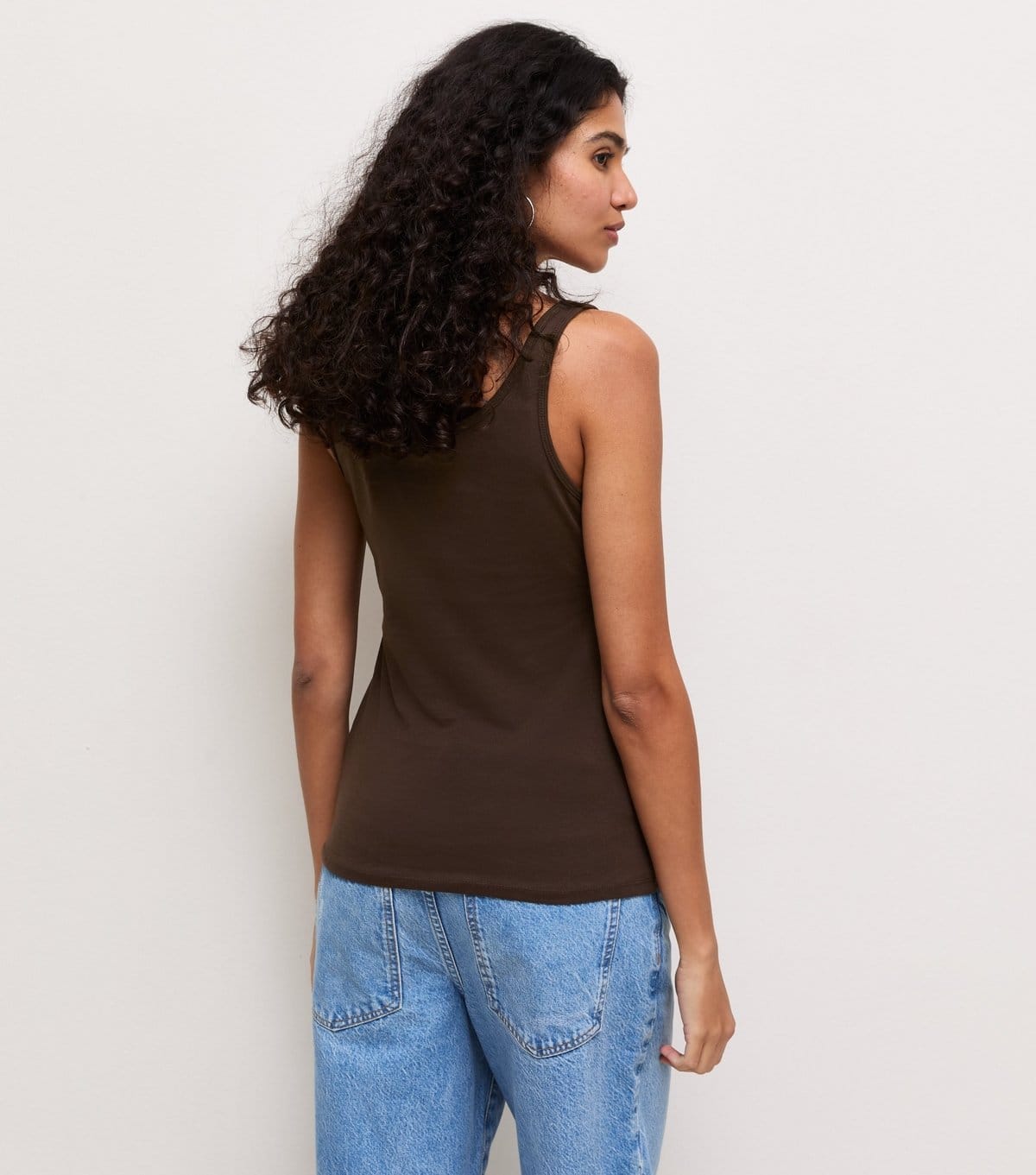 New Look Women's Dark Brown Cotton Scoop Neck Vest New Look - 4