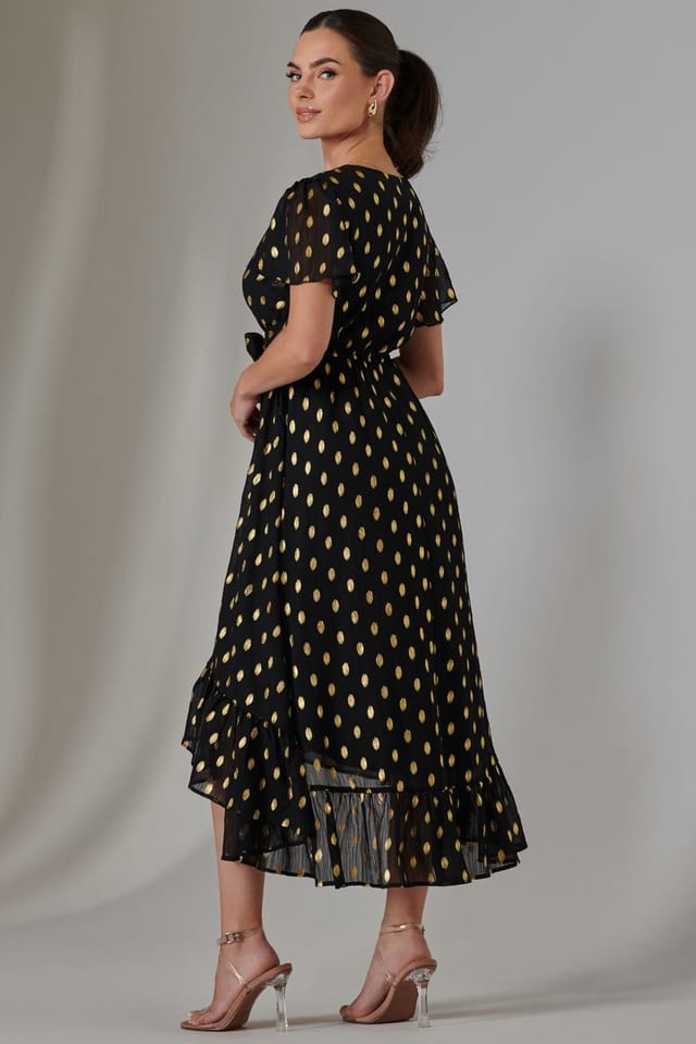 Jolie Moi Jolie Moi Women's Petite Short Sleeve Midaxi Dress in Black - 2