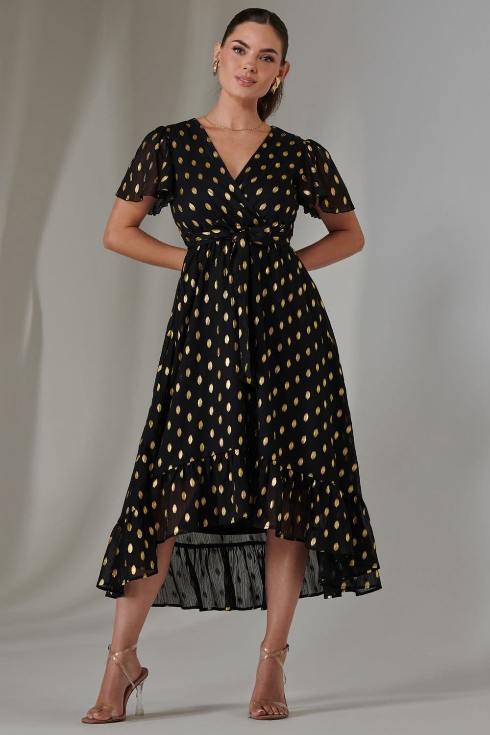Jolie Moi Jolie Moi Women's Petite Short Sleeve Midaxi Dress in Black - 4
