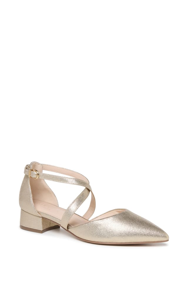 Paradox London Paradox London Women's Fabienne' Wide Fit Block Heel Open Court Shoes in Gold - 3