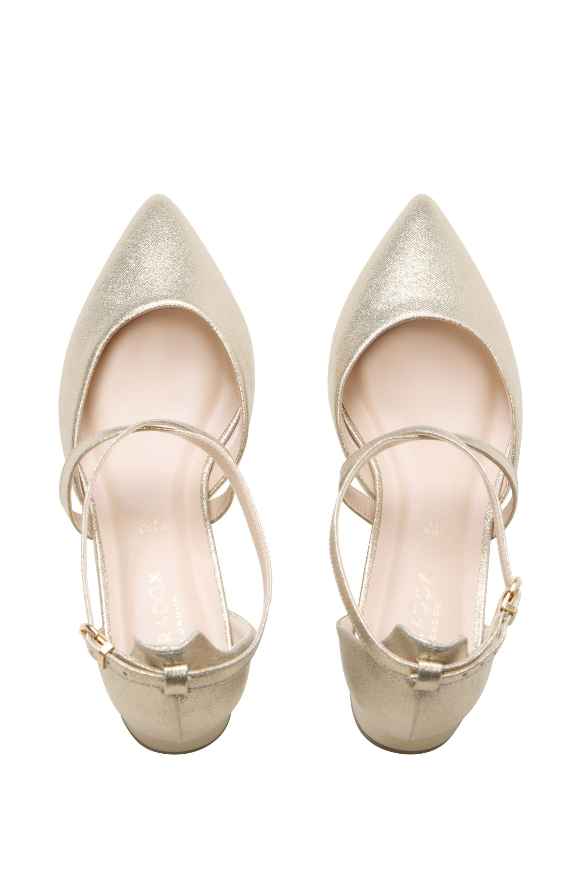Paradox London Paradox London Women's Fabienne' Wide Fit Block Heel Open Court Shoes in Gold - 4
