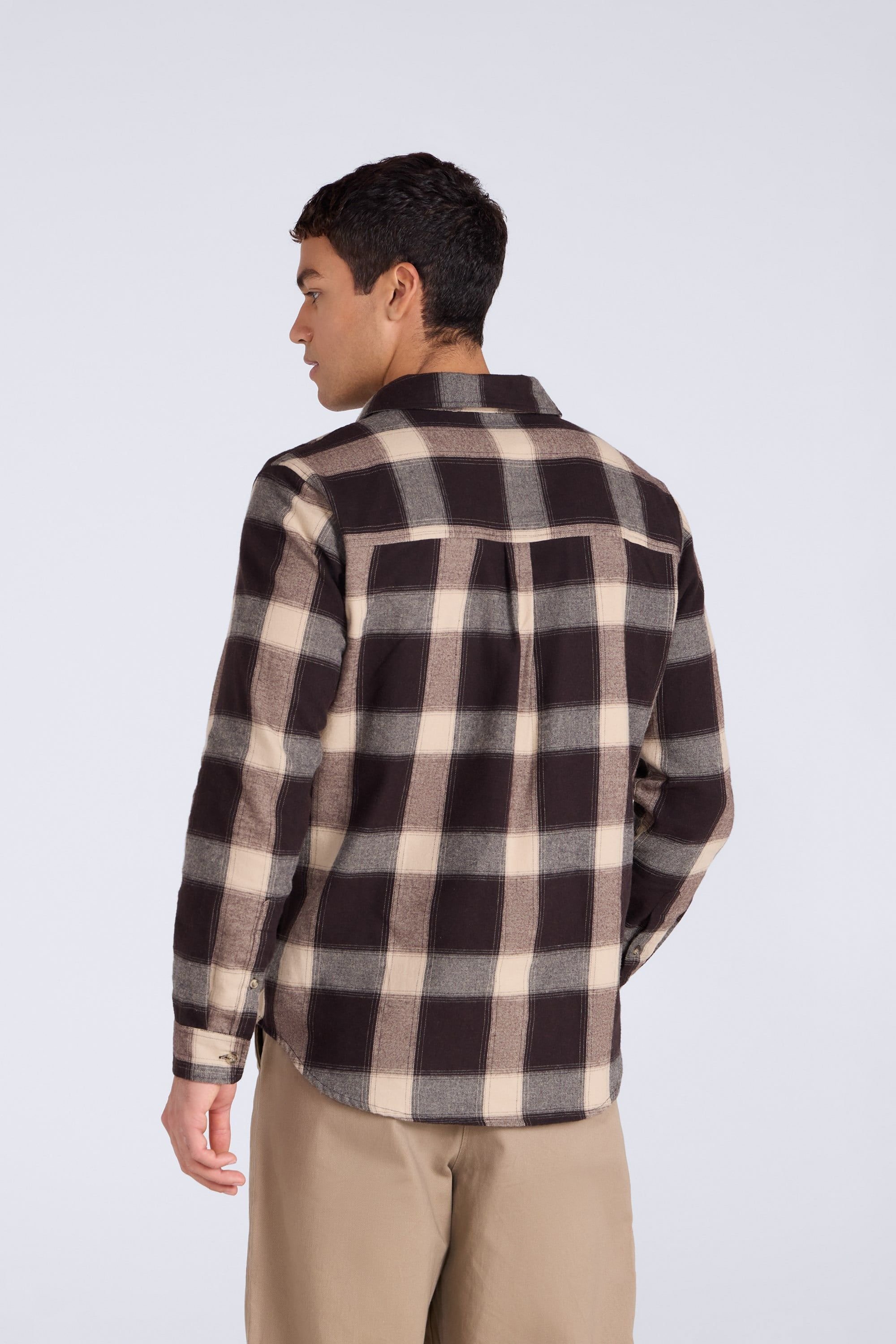 Animal Animal Men's 'Cove' Cotton Check Flannel Shirt Stylish Lightweight Button Down Top in Grey - 4