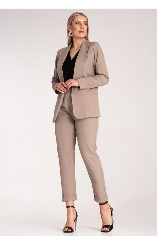Love Lace Love Lace Women's Classic Long Sleeve Unfastened Lined Jacket in Beige - 2