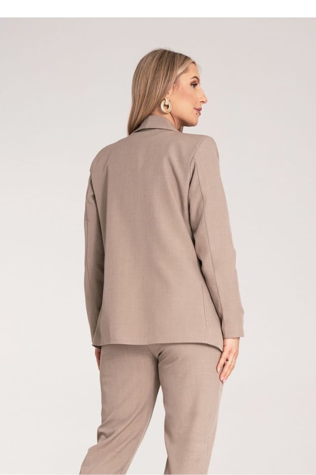 Love Lace Love Lace Women's Classic Long Sleeve Unfastened Lined Jacket in Beige - 3