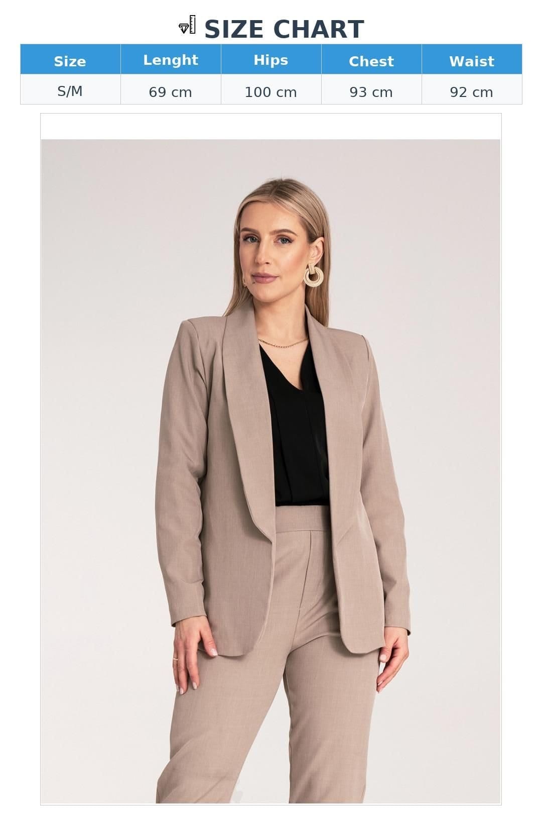 Love Lace Love Lace Women's Classic Long Sleeve Unfastened Lined Jacket in Beige - 4