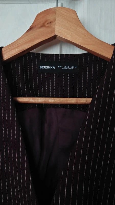 Bershka Burgundy Striped Waistcoat