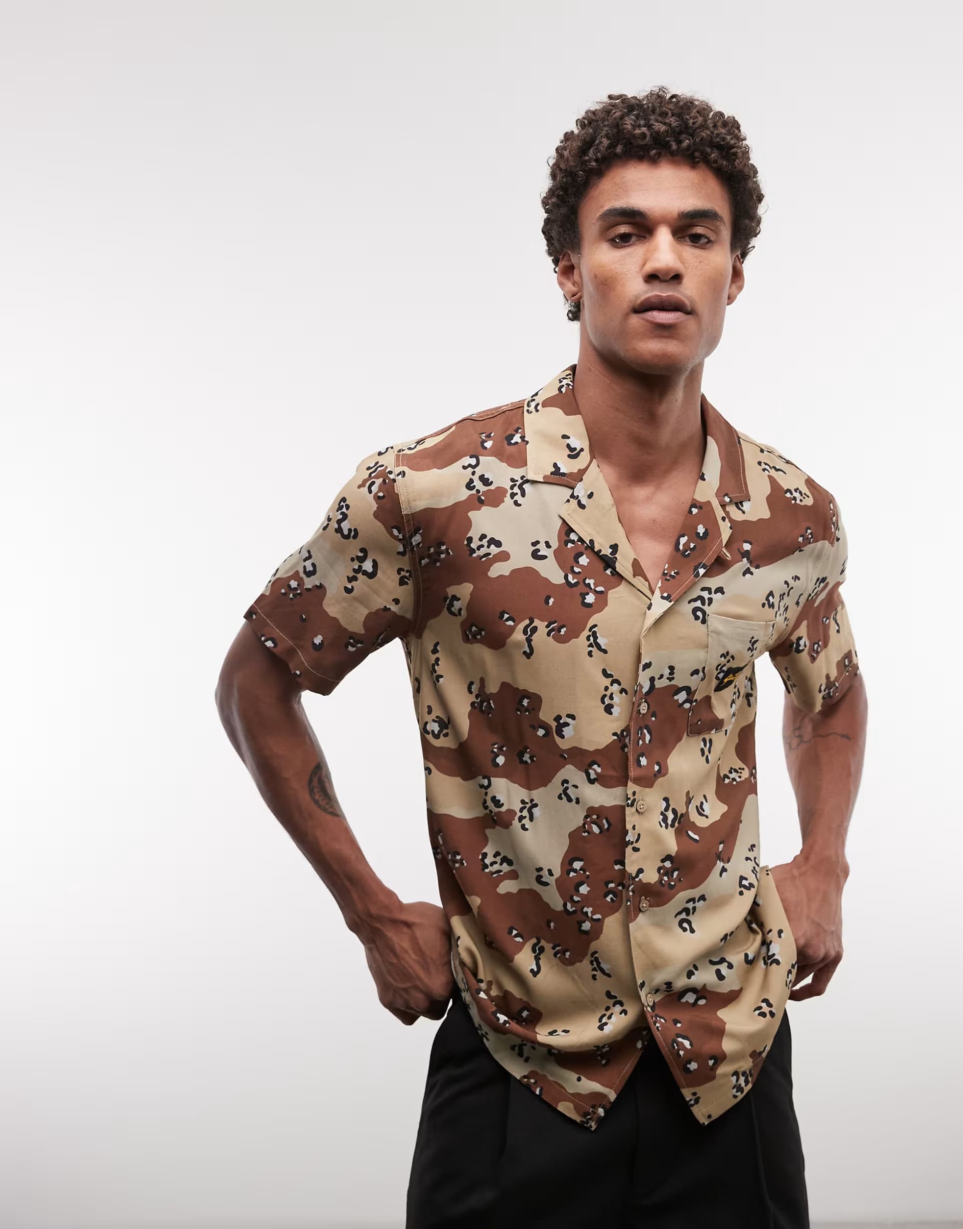 ASOS Stan Ray short sleeve camo print shirt in multi
