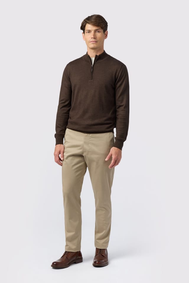 Melka Melka Men's Zip Neck Jumper in Brown - 2