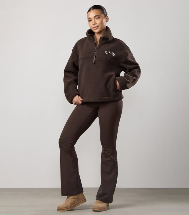 Gym King Women's Brown Borg 3/4 Zip Jumper Gym King New Look - 2