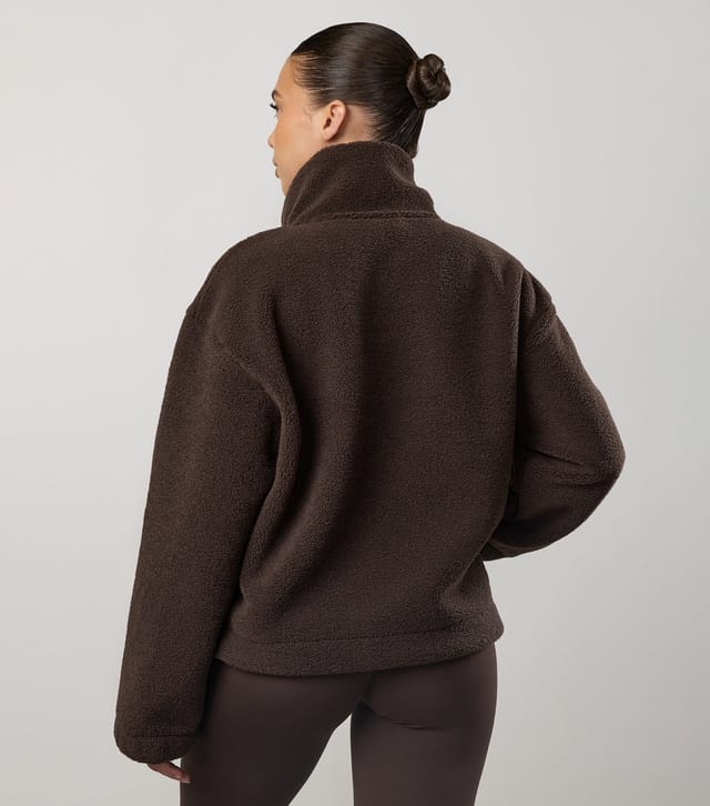 Gym King Women's Brown Borg 3/4 Zip Jumper Gym King New Look - 3