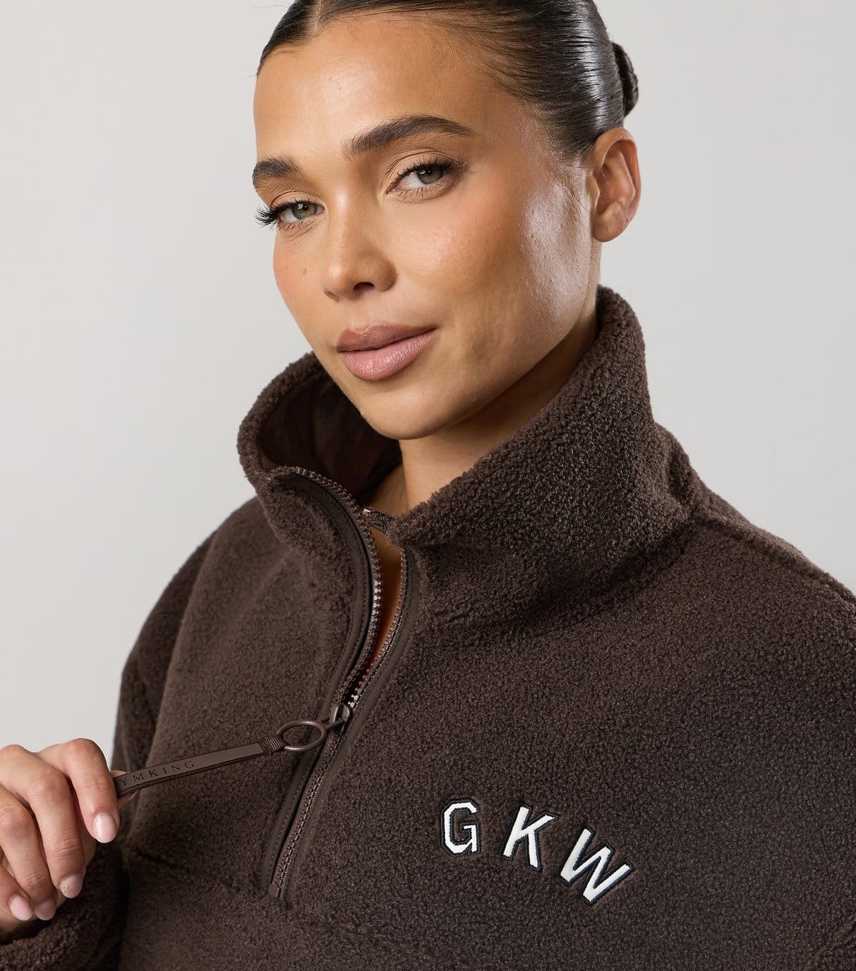 Gym King Women's Brown Borg 3/4 Zip Jumper Gym King New Look - 4