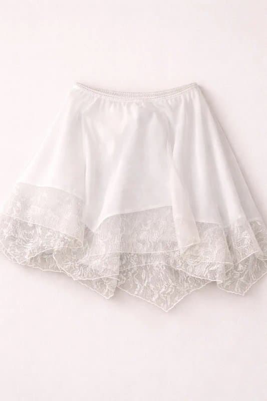 ASOS Design ASOS UK 10 White Lace Layered Mesh Skirt – Fairy Coquette Bridal Mini, Floaty Sheer Y2K