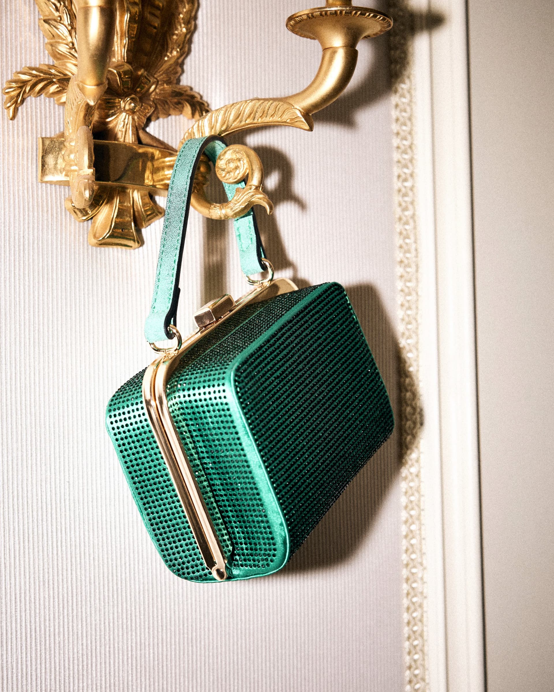 River Island River Island Womens Green Frame Embellished Clutch Bag