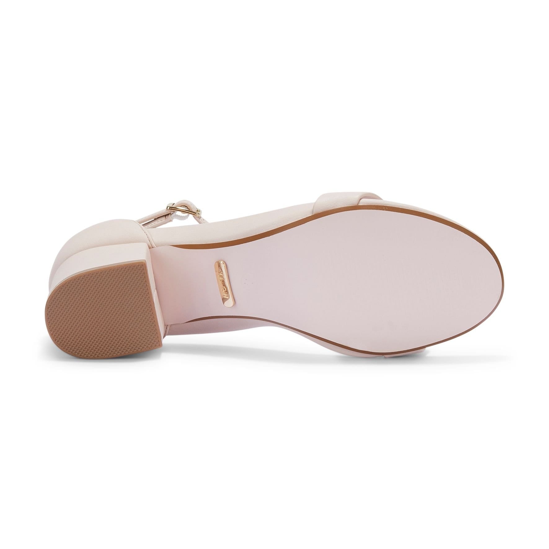 MALOW LONDON MALOW LONDON Women's Khloe Heeled Sandals Buckle Strap PU Open Toe Block Heel Shoes in Beige - 4