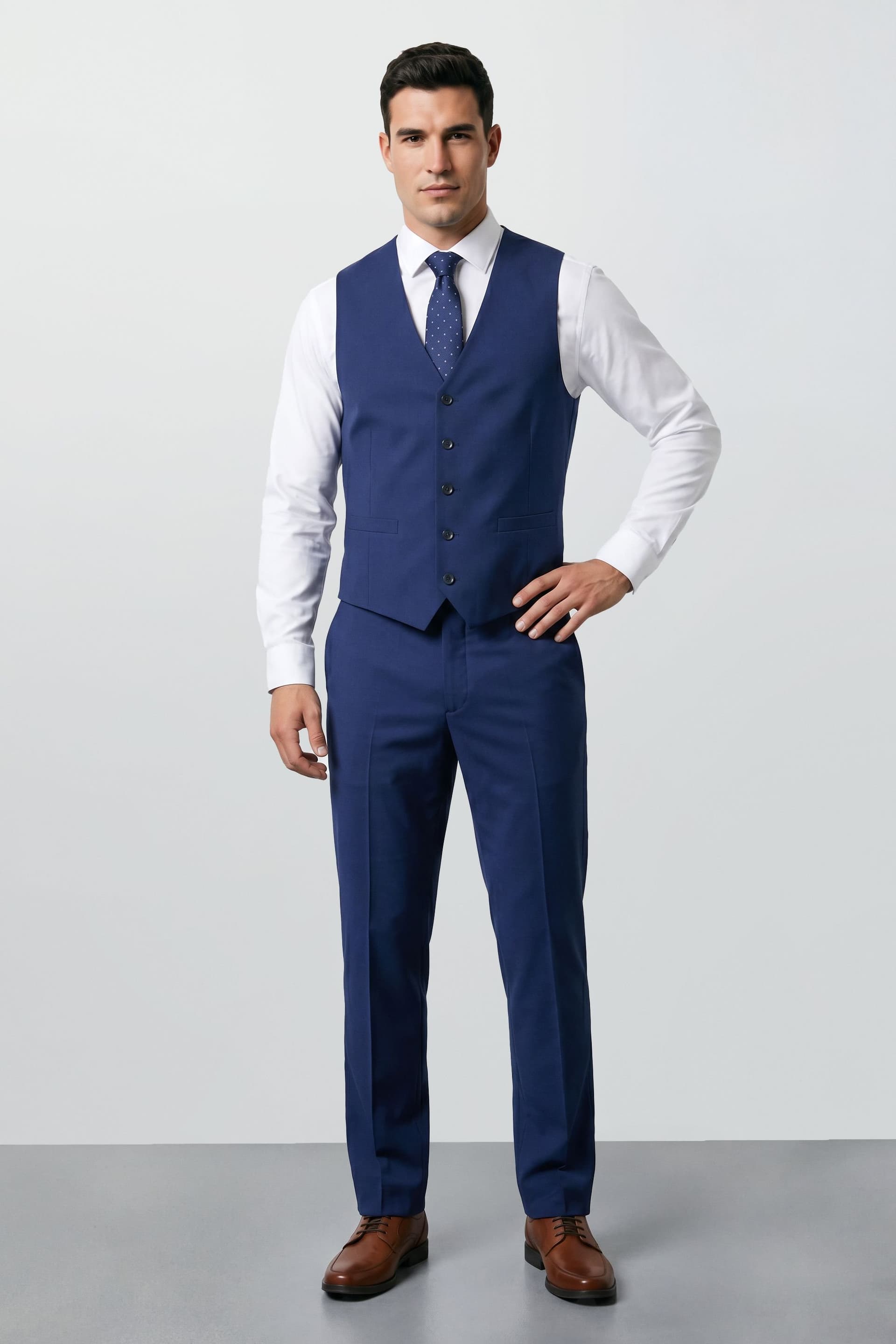 Burton Burton Men's Plus & Tall French Navy Essential Suit Trousers in Dark Blue