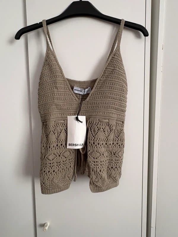 Bershka Green crochet knit summer top