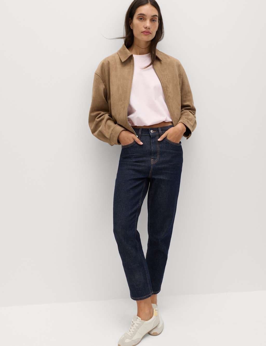 Marks & Spencer M&S Slim Fit High Waisted Cropped Jeans in Dark Indigo